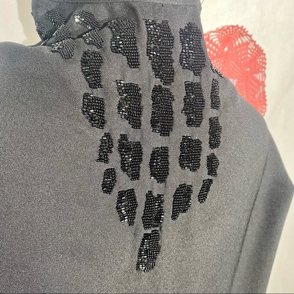 Stile Benetton NWT Black Beaded Neck Line Dress Medium - Picture 5 of 13